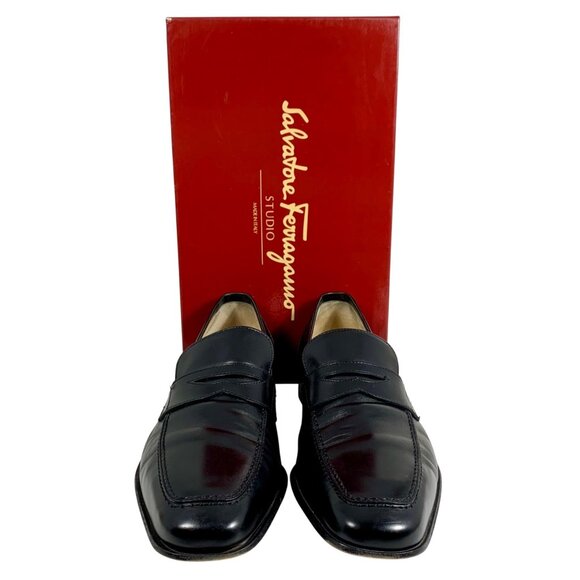 Salvatore Ferragamo Studio Mens Black Leather Penny Loafers 9.5D w/ Box Italian main image 4